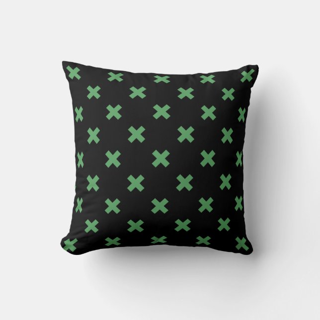 Green cross stitches on black cushion (Front)