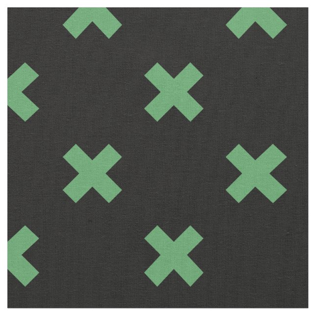 Green cross stitches on black fabric (Close Up)