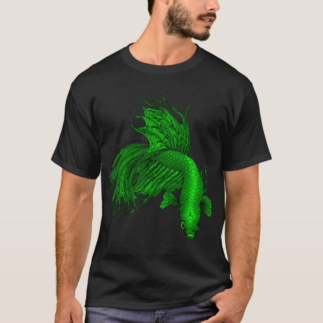 Green Crowntail Betta T-Shirt (Front)