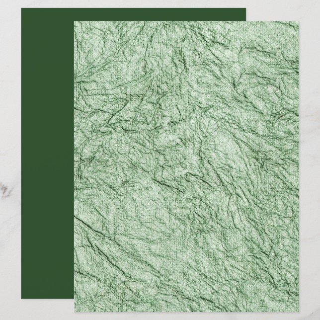 Green Crumpled Paper Texture Scrapbook Paper (Front/Back)
