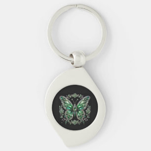 Green Crystal Butterfly Floral Frame Key Ring