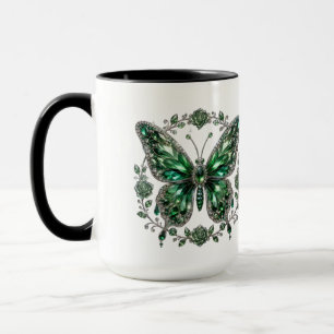 Green Crystal Butterfly Floral Frame Mug