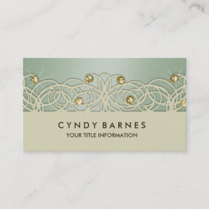 Green  Crystals and Lace Business Card