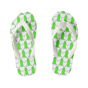 Green cucumber kid's flip flops