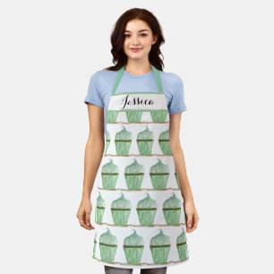 Green Cupcake Food Dessert Cakes Baker Cute Adult  Apron