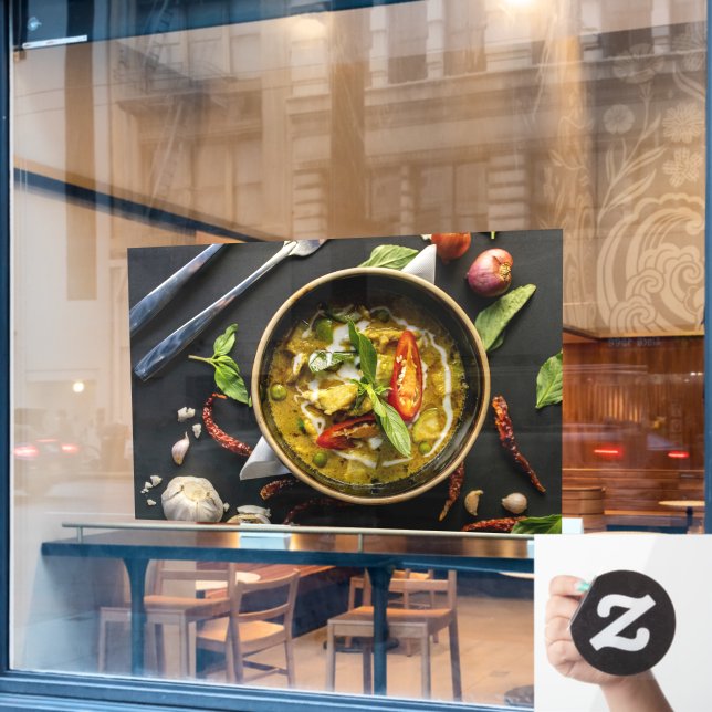 Green Curry Thai Food Spices Herbs Cuisine Curry Window Cling (Cafe Window)