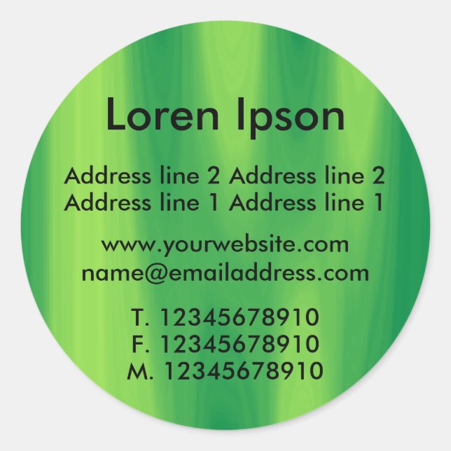 Green Curtain Business / Profile Classic Round Sticker (Front)