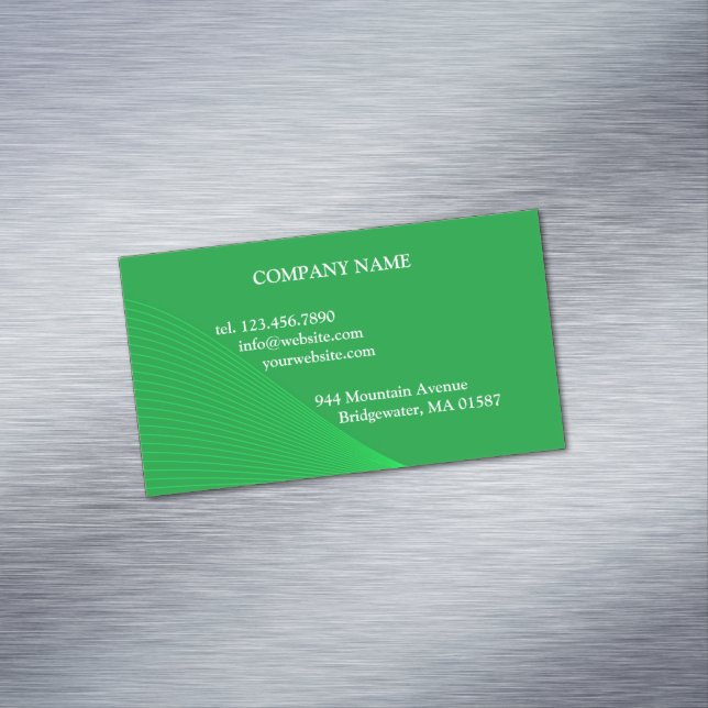 Green Curve Lines Magnetic Business Card (In Situ)