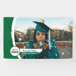 Green Curved Frame Photo Graduation Banner
