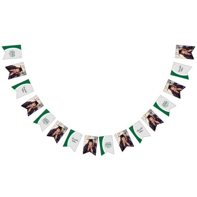 Green Curved Frame Photo Graduation Bunting (All)