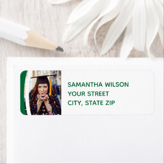 Green Curved Frame Photo Graduation Label