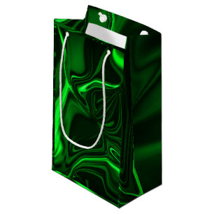 Green curves,folded nickel-plated, dark background small gift bag