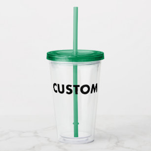 GREEN Custom Acrylic Tumbler Blank with Lid, Straw