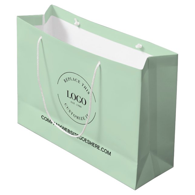 Green Custom Business Company website Your Logo Large Gift Bag (Front Angled)