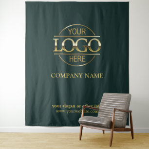 Green Custom Business Logo Trade Show Backdrop Tapestry