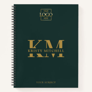 Green Custom Company Logo Business Monogrammed Notebook