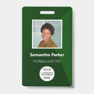 Green Custom Employee - Photo ID, Logo, Bar Code ID Badge
