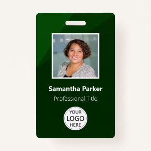 Green Custom Employee - Photo ID, Logo, Bar Code ID Badge