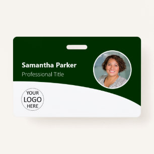 Green Custom Employee Photo, Logo, Barcode Badge ID Badge