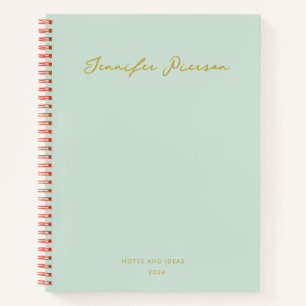 Green Custom Gold Handwritting Name Notebook