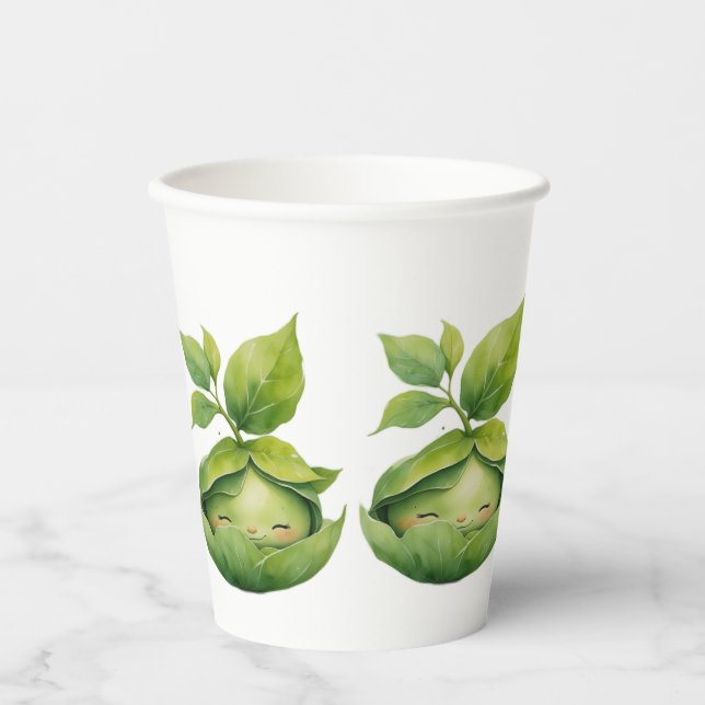 Green Custom Illustrated Nature Baby Shower  Paper Cups (Front)