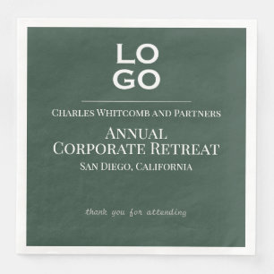 Green Custom Logo Business or Corporate Event Napkin