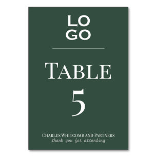 Green Custom Logo Business or Corporate Event  Table Number