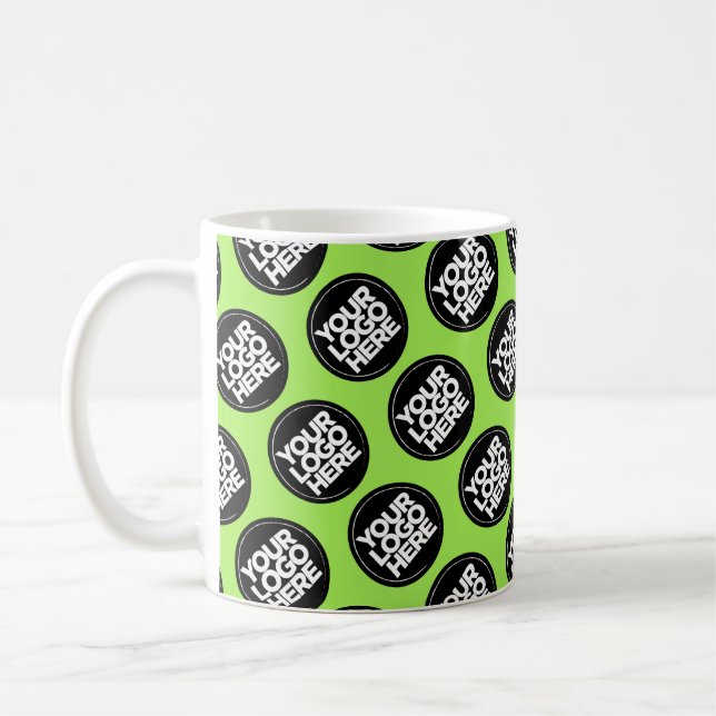Green Custom logo business pattern employee Coffee Mug (Left)