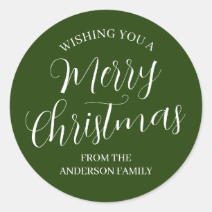 Green Custom Merry Christmas Stickers