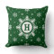 Green Custom Monogram Christmas Snowflake pillow