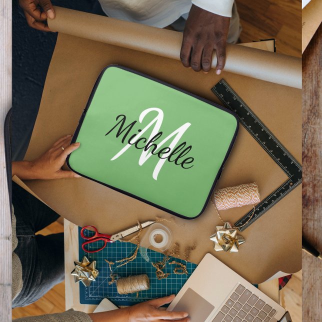 Green Custom Monogram Laptop Sleeve (Creator Uploaded)