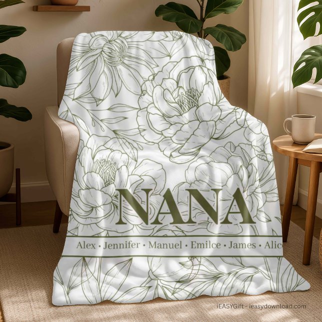 Green Custom NANA Names Fleece Blanket (Creator Uploaded)