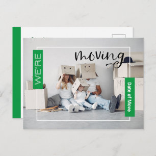 Green Custom Photo Moving Announcement Card