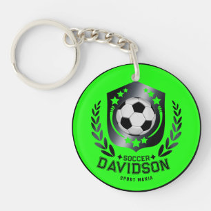 Green Custom Soccer Ball   Personalized Text  Gift Key Ring