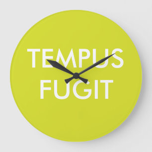 Green Custom Text Latin Phrases Tempus Fugit Large Clock