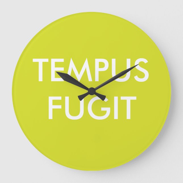 Green Custom Text Latin Phrases Tempus Fugit Large Clock (Front)