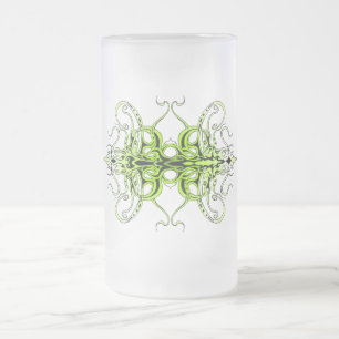 Green Custom Tribal Tattoo Design Frosted Glass Beer Mug