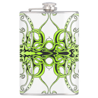 Green Custom Tribal Tattoo Design Hip Flask