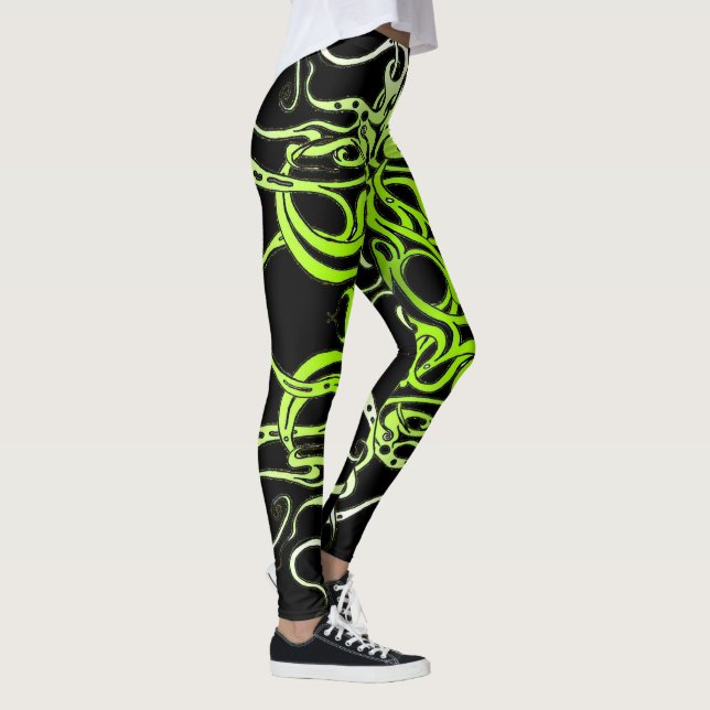 Green Custom Tribal Tattoo Design Leggings (Right)