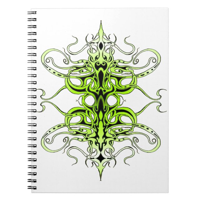 Green Custom Tribal Tattoo Design Notebook (Front)