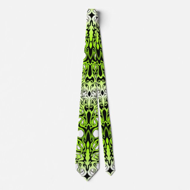 Green Custom Tribal Tattoo Design Tie (Front)