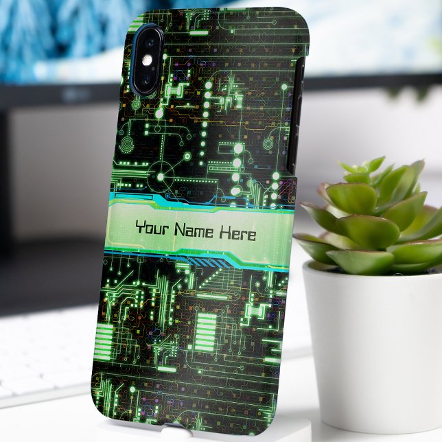 Green Customisable Circuit Board Case-Mate iPhone Case (Creator Uploaded)