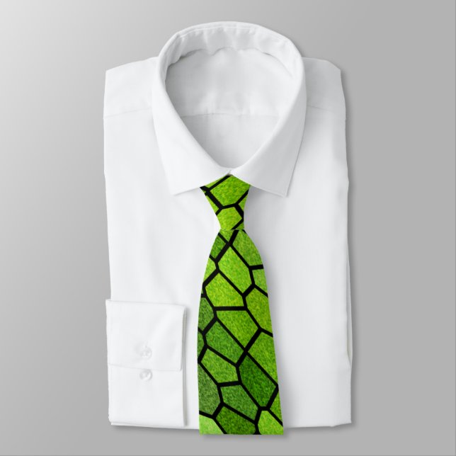 Green Cut Glass Look  Tie (Tied)