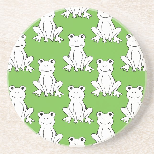 Green Cute Animal Pattern Cartoon Frog Pattern Coaster (Front)