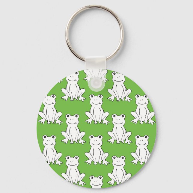 Green Cute Animal Pattern Cartoon Frog Pattern Key Ring (Front)