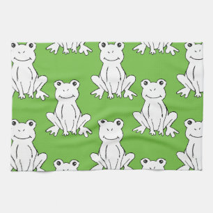 Green Cute Animal Pattern Cartoon Frog Pattern Tea Towel