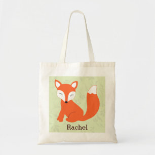 Green Cute Baby Fox Personalised Tote