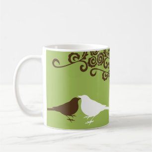 Green cute bird custom name bridal gift coffee mug