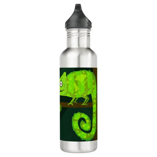 Green cute chameleon 710 ml water bottle (Right)