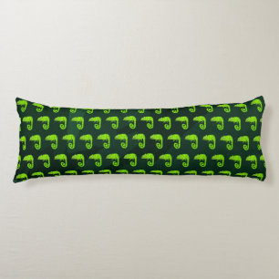 Green cute chameleon body cushion